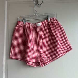 Amazon Red and White Gingham Athletic Shorts
